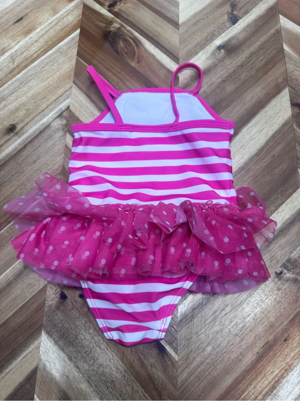 Disney Pink and White Striped Minnie Mouse Tutu Swimsuit